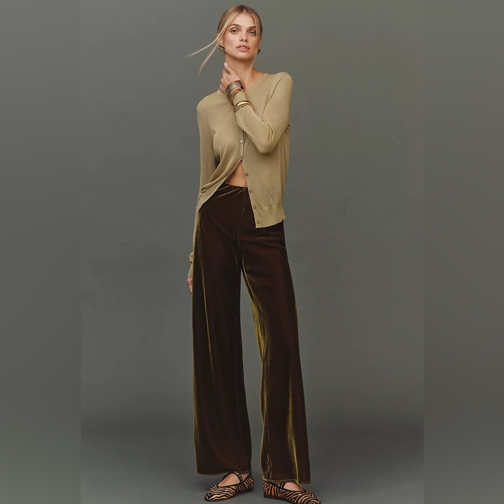 Anthropologie The Tilda Velvet Pants Moss Petite L